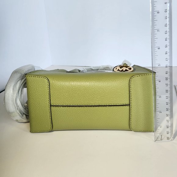Michael Kors Medium Pebbled Leather Mercer Crossbody Bag Sage Green - Picture 13 of 14